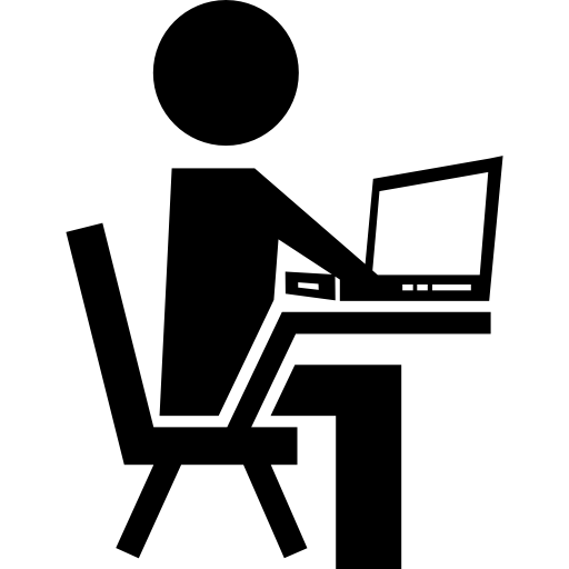 Student on computer free icon