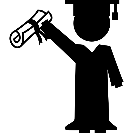graduado mostrando diploma grátis ícone