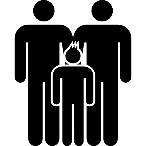 familia masculina de tres personas icono gratis