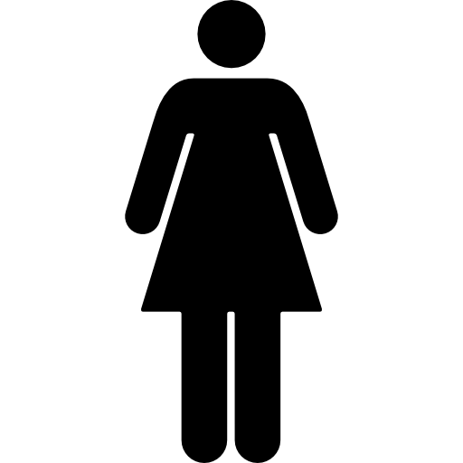mujer de pie silueta negra forma icono gratis