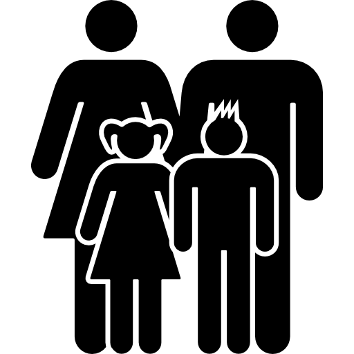 Grupo familiar de madre, padre, hijo e hija. - Iconos gratis de personas