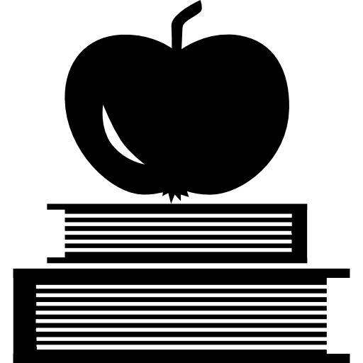 libros y manzana encima icono gratis