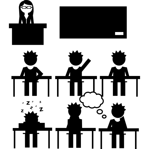 alumnos y profesor en clase. icono gratis