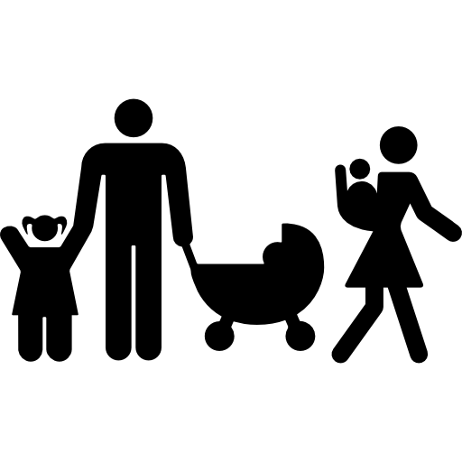 grupo familiar de casal com três filhos grátis ícone