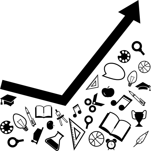 gráfico de líneas para educación con materiales en la flecha. icono gratis