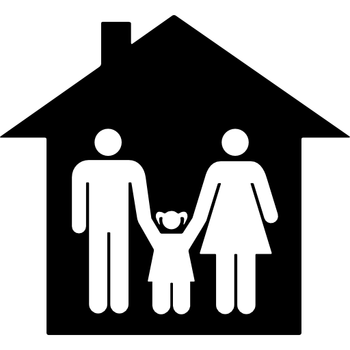 familia de tres en su casa icono gratis