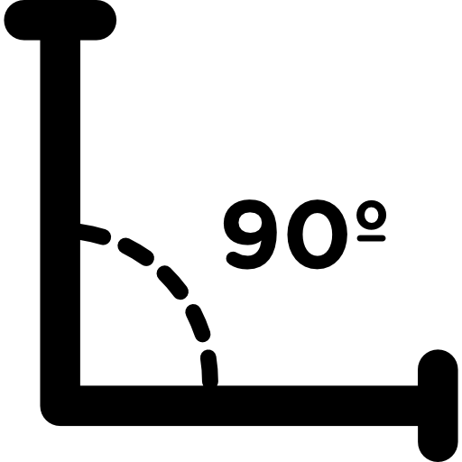 90 Degrees Angle Vector Icon. Right Angle Symbol with Arrow