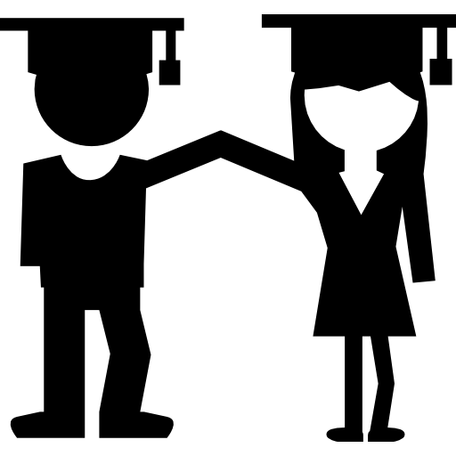 pareja de graduados de hombre y mujer icono gratis