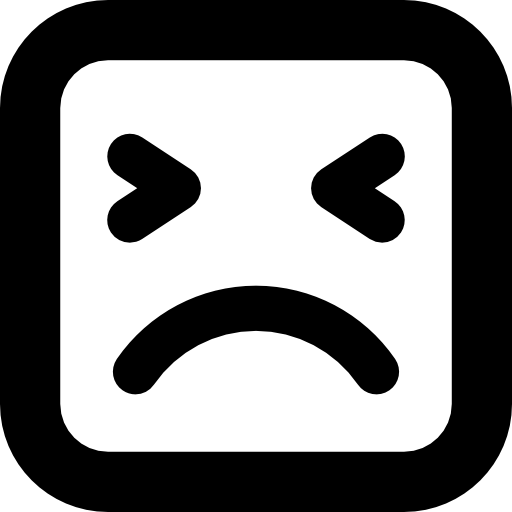 cara enojada de contorno de forma cuadrada icono gratis