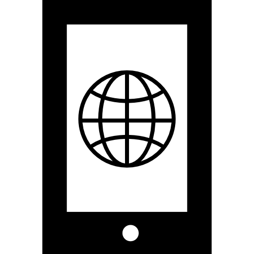 Earth grid symbol on cellular phone screen