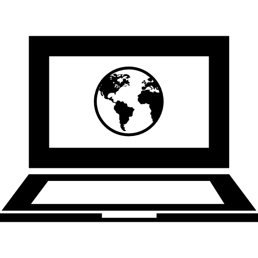 símbolo de tierra en la pantalla del monitor de un portátil abierto icono gratis