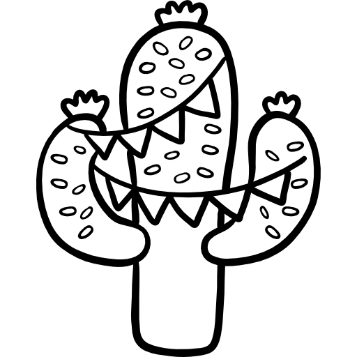 Cactus Hand Drawn Black icon