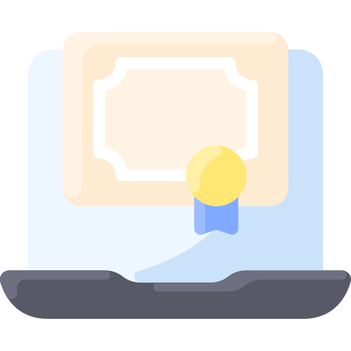 certificado en línea icono gratis