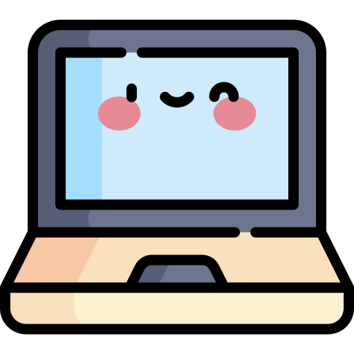 Kawaii Laptop Cartoon Icon. Device Technology And Gadget Theme