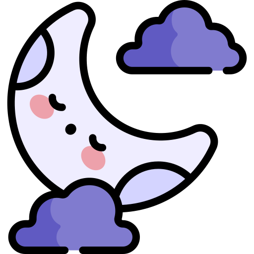 Half moon Kawaii Lineal color icon