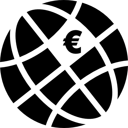 signo del euro en la red mundial icono gratis