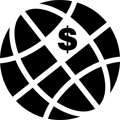 Earth grid with dollar sign rotated to left free icon Earth grid with dollar sign rotated to left free icon