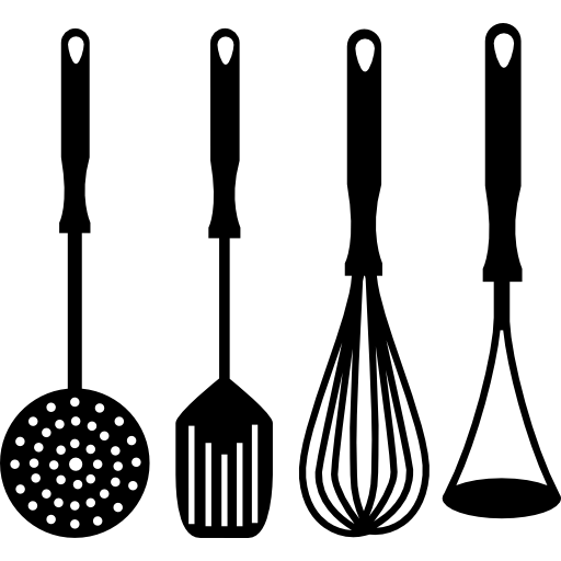 Four cooking accessories set for kitchen free icon