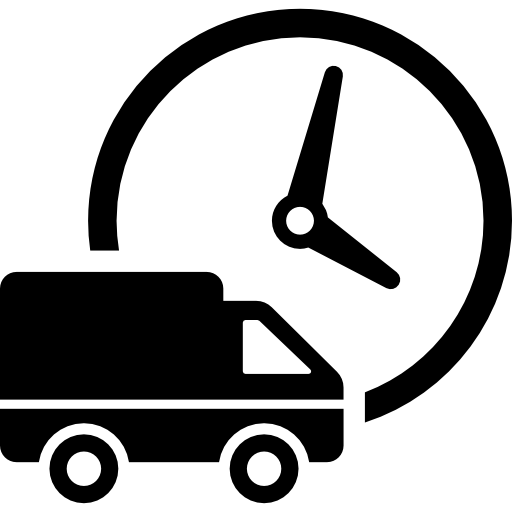 Logistics delivery truck and clock free icon