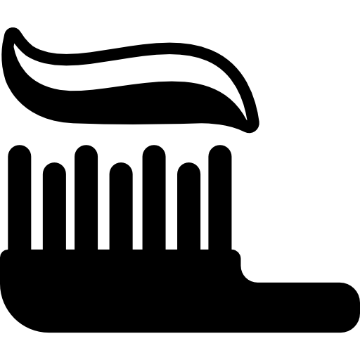Brush with tooth paste free icon