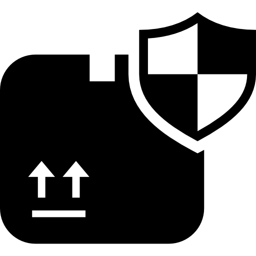 símbolo de seguridad del paquete de entrega con un escudo icono gratis