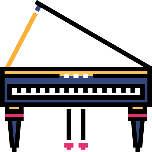 Grand piano Detailed Straight Lineal color icon