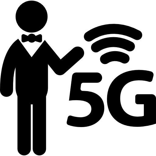 signo 5g y un hombre. icono gratis