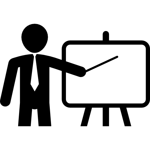 Teacher pointing a board with a stick  free icon