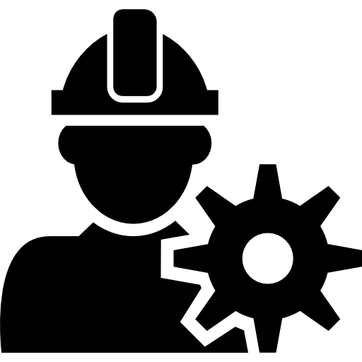 constructor con sombrero y engranaje. icono gratis