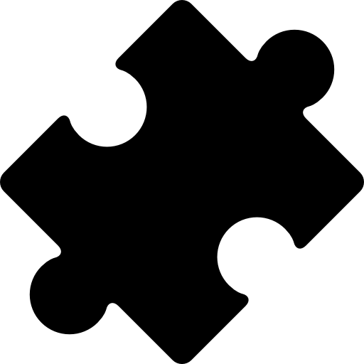 Pieza de puzzle rotada negra - Iconos gratis de formas