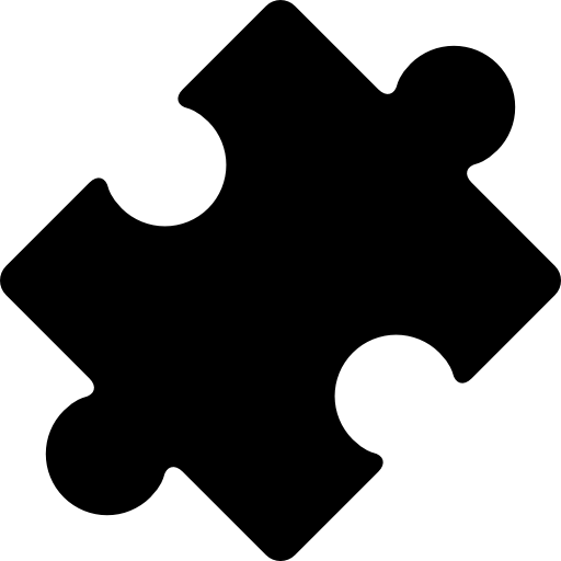 pieza de puzzle rotada negra icono gratis