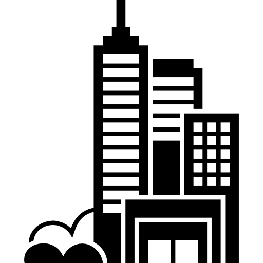 grupo de edificios de torres de ciudad moderna icono gratis