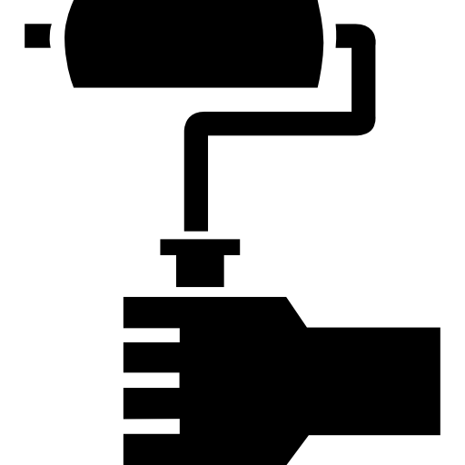 mano de un pintor con rodillo de pintura icono gratis