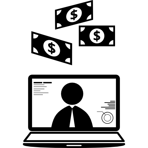 dinero con negocios por internet icono gratis