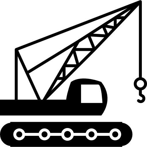 vista lateral de la máquina de construcción con grúa icono gratis