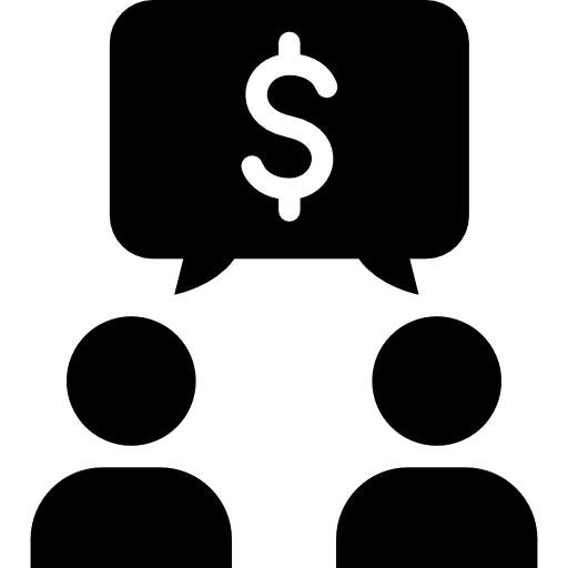 dos personas hablando de dinero icono gratis