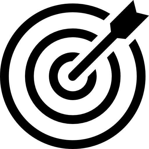Dart arrow in the middle of circular board free icon