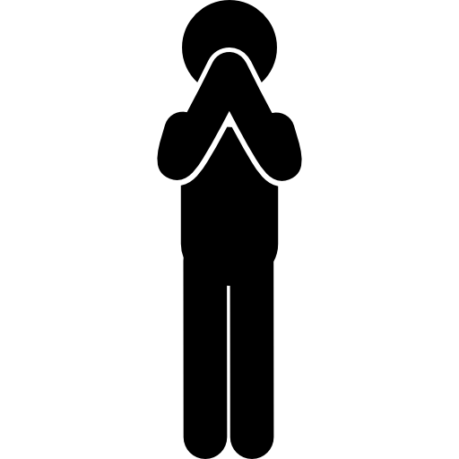 homme debout dans la posture de prière des mains devant son visage Icône gratuit