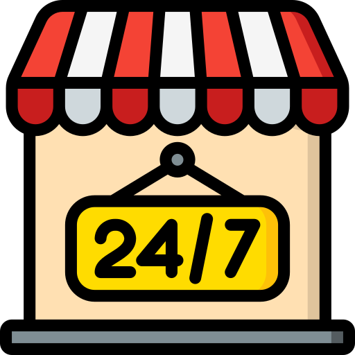 24 hours - Free commerce icons