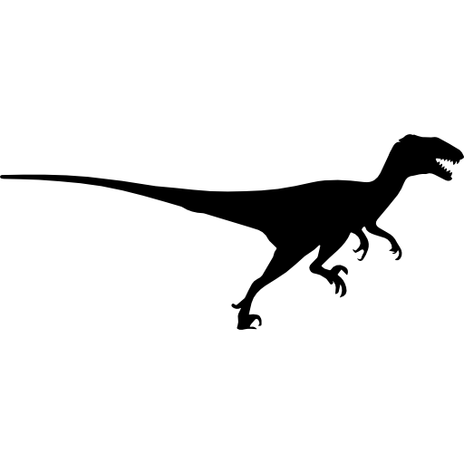 vista lateral de silueta de dinosaurio deinonychus icono gratis