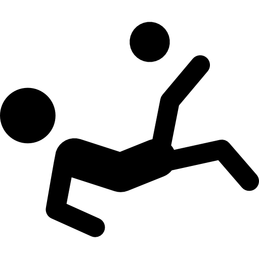 silhouette de joueur de football tombant botter le ballon Icône gratuit