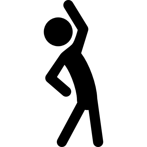Stretching man silhouette raising right arm - Free sports icons