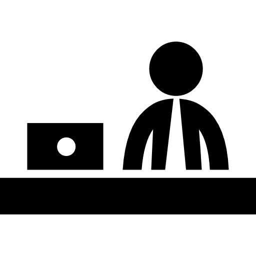 Empresário trabalhando atrás de uma mesa de escritório - ícones de pessoas grátis