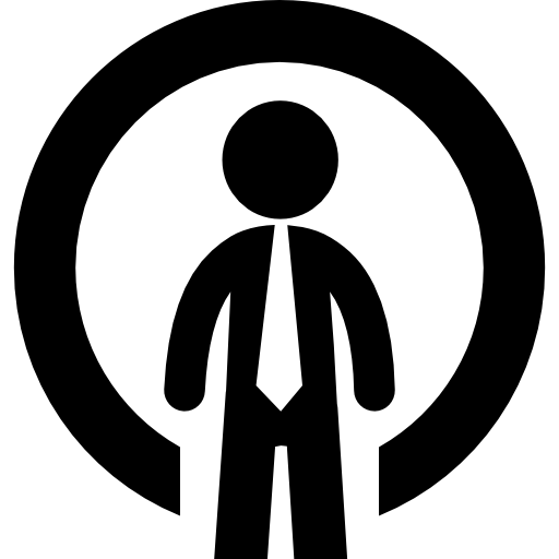 hombre de negocios, con, un, círculo icono gratis