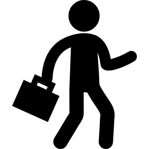 silhouette d'homme d'affaires marchant avec valise Icône gratuit
