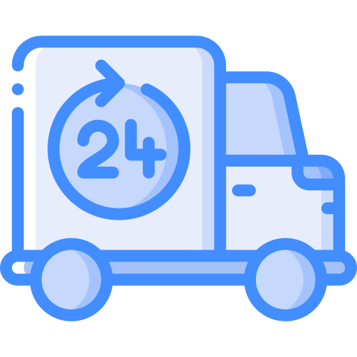 24 hours delivery - Free transport icons