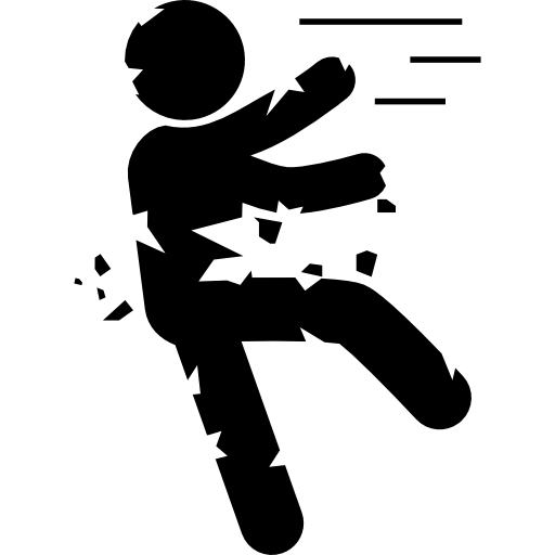 Zombie agrietamiento silueta caída - Iconos gratis de personas