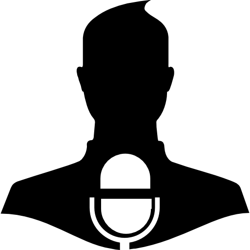 symbole de communiqué de presse d'un homme avec un microphone Icône gratuit