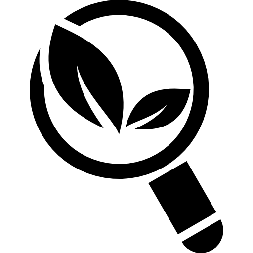 symbole de recherche organique de l'outil de grossissement avec des feuilles Icône gratuit