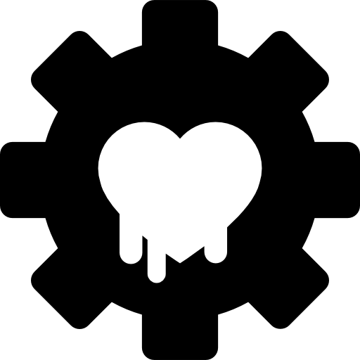 engranaje con el símbolo del corazón de la configuración del sistema de seguridad icono gratis